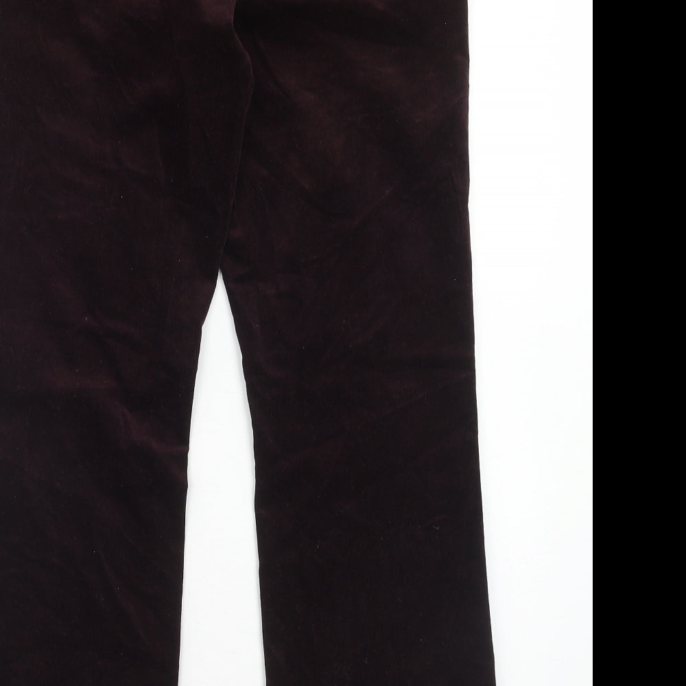 Marks and Spencer Womens Purple Cotton Trousers Size 14 Regular Zip