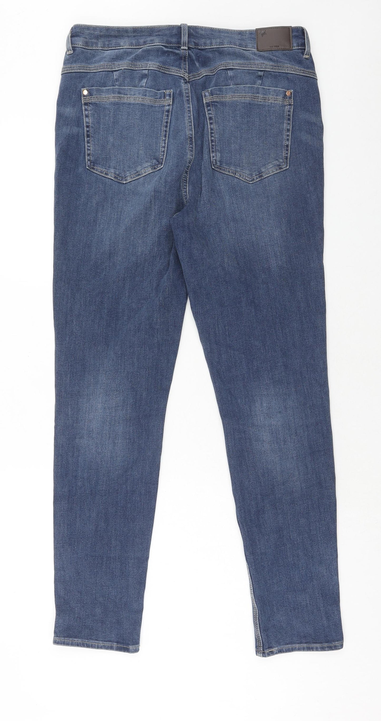 Marks and Spencer Womens Blue Cotton Skinny Jeans Size 14 Regular Zip