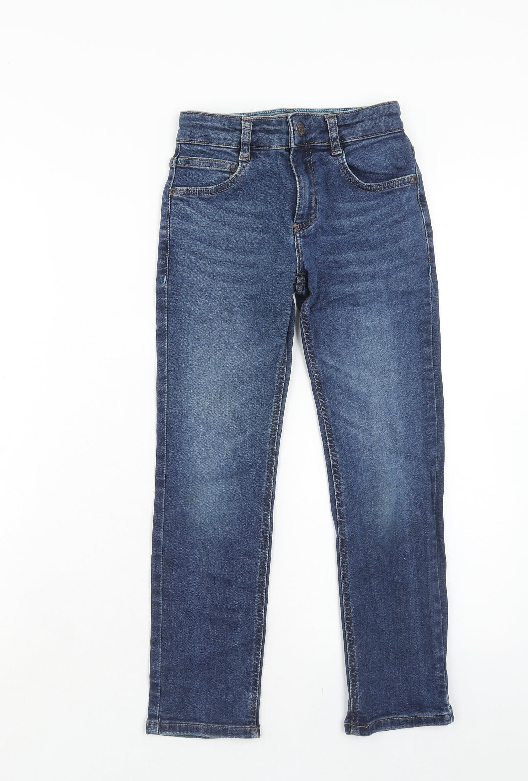 Boden Boys Blue Cotton Straight Jeans Size 8 Years Regular Button
