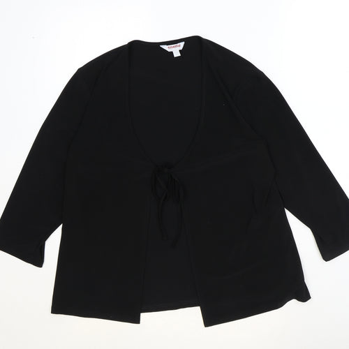 Essential Collection Womens Black Scoop Neck Polyester Cardigan Jumper Size 16 - Tie Front
