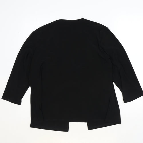 Essential Collection Womens Black Scoop Neck Polyester Cardigan Jumper Size 16 - Tie Front