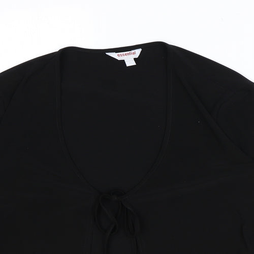 Essential Collection Womens Black Scoop Neck Polyester Cardigan Jumper Size 16 - Tie Front