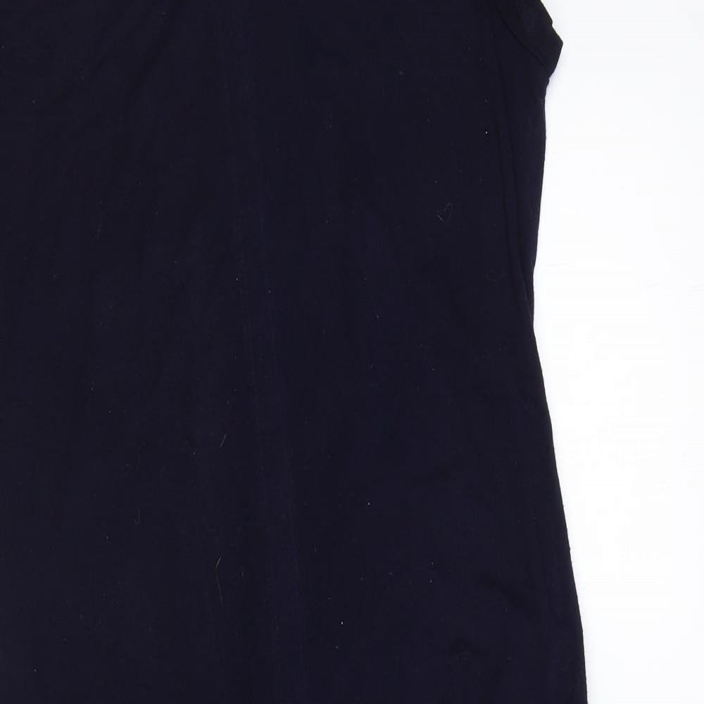 Connect Apparel Womens Blue Viscose A-Line Size M Scoop Neck Pullover - Front Slit