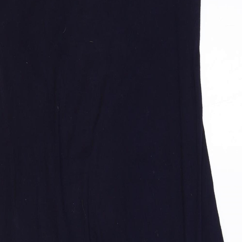 Connect Apparel Womens Blue Viscose A-Line Size M Scoop Neck Pullover - Front Slit