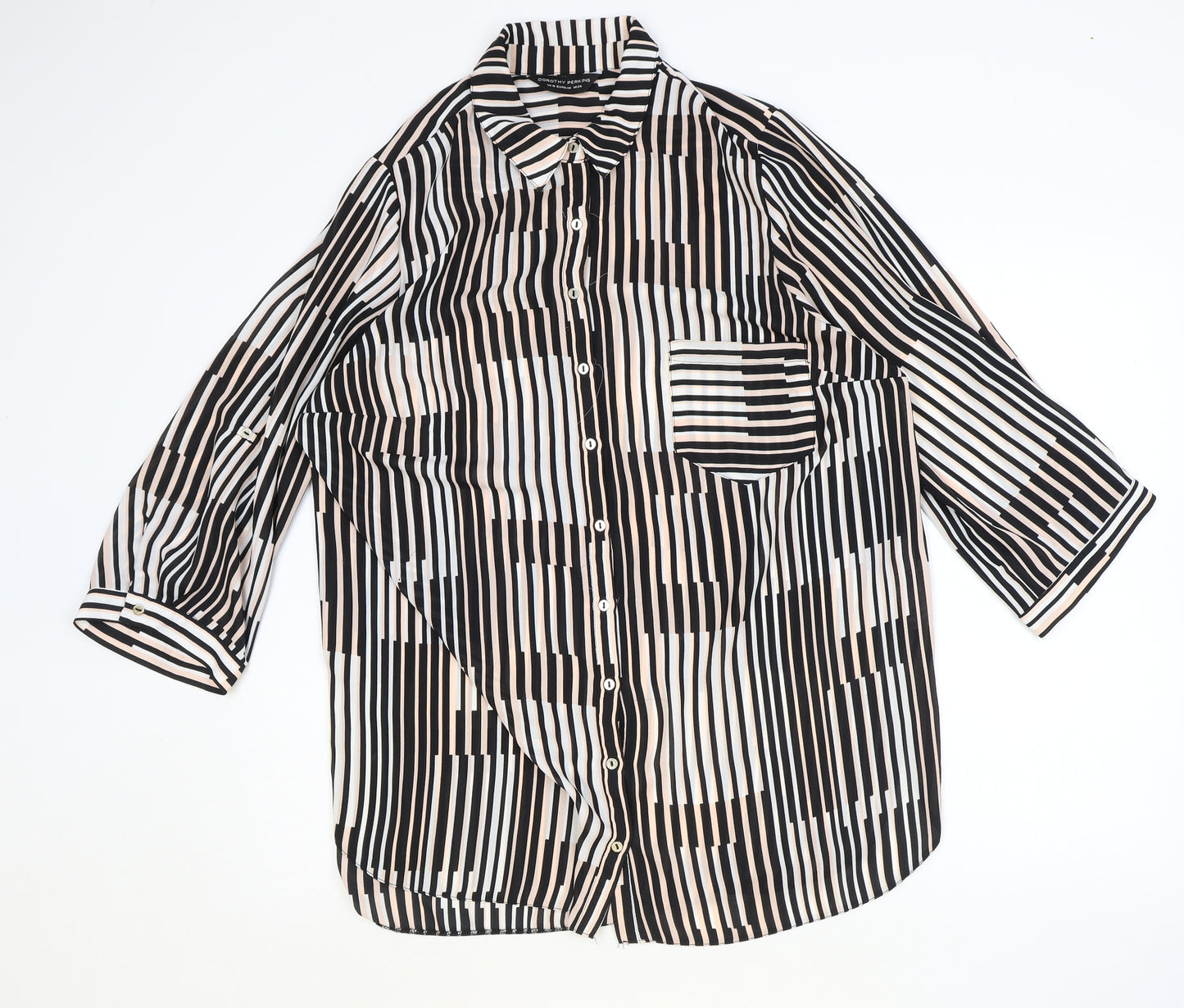 Dorothy Perkins Womens Multicoloured Striped Polyester Tunic Button-Up Size 20 Collared