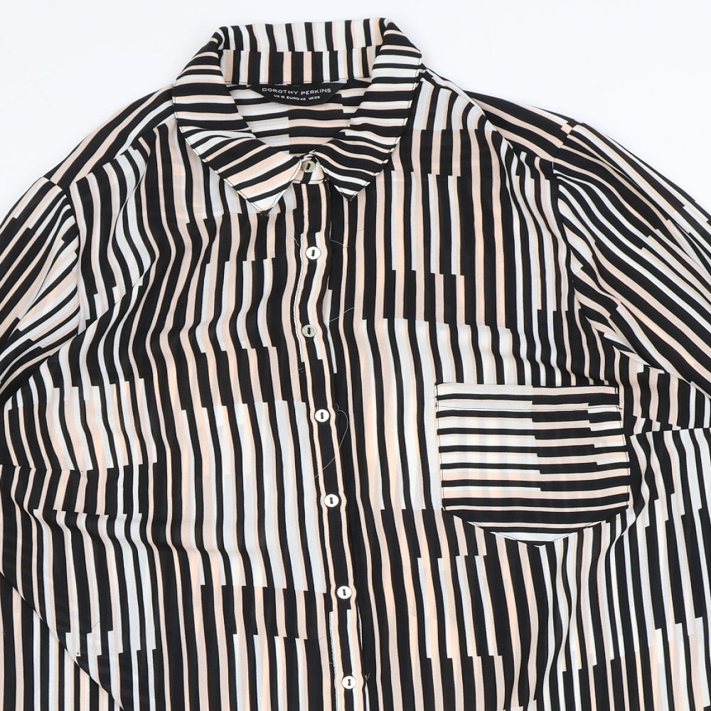 Dorothy Perkins Womens Multicoloured Striped Polyester Tunic Button-Up Size 20 Collared