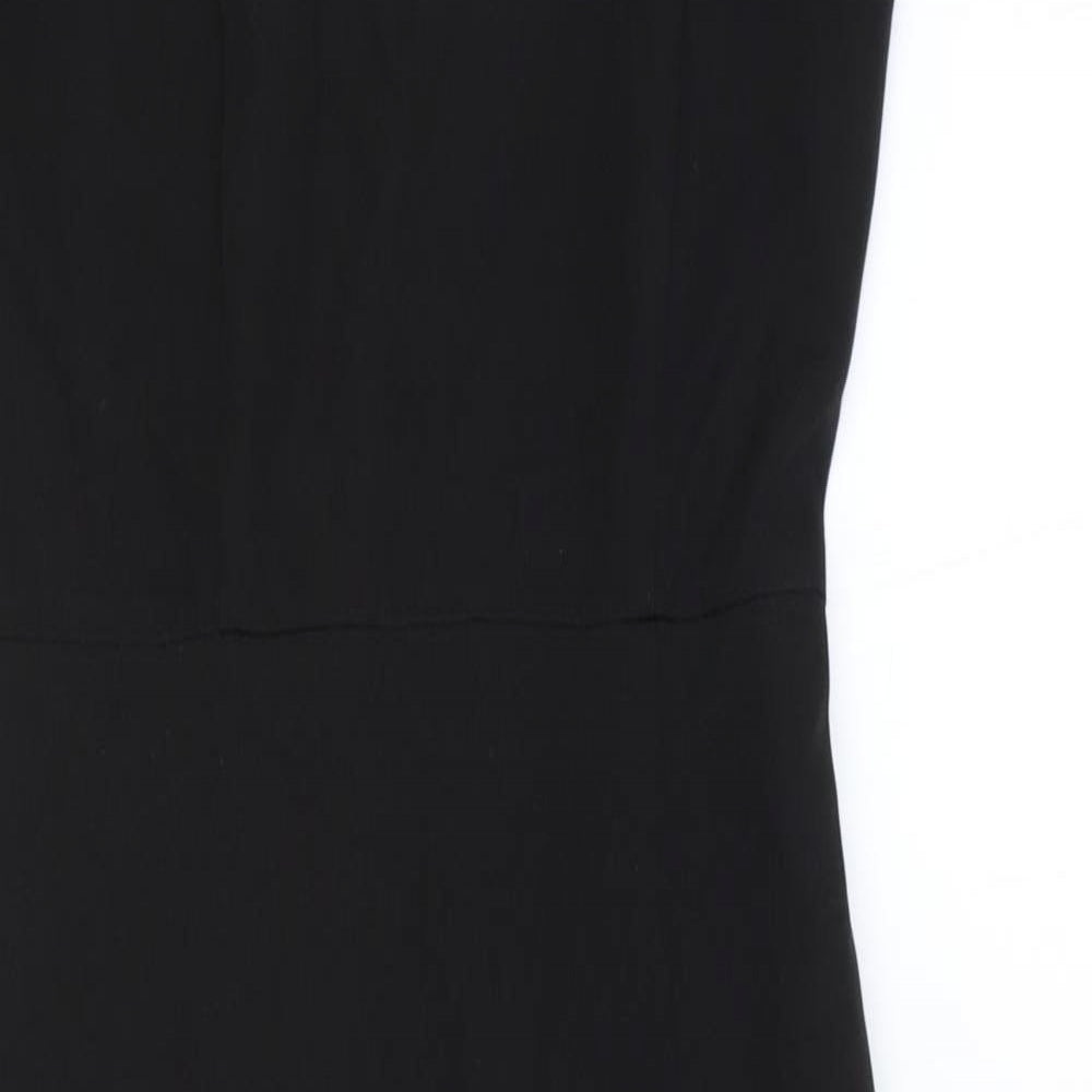Zara Womens Black Polyester Slip Dress Size XS Square Neck Zip