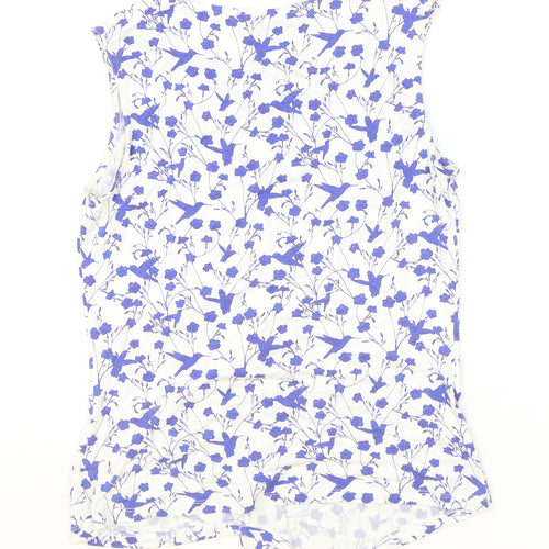 RJR.John Rocha Womens Ivory Floral Viscose Basic Tank Size 10 Scoop Neck - Bird Print, Ruched