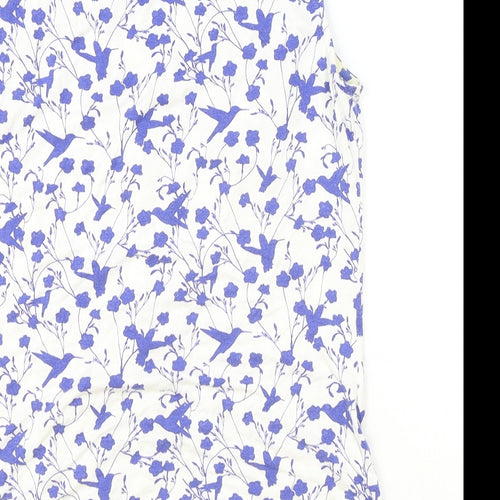 RJR.John Rocha Womens Ivory Floral Viscose Basic Tank Size 10 Scoop Neck - Bird Print, Ruched