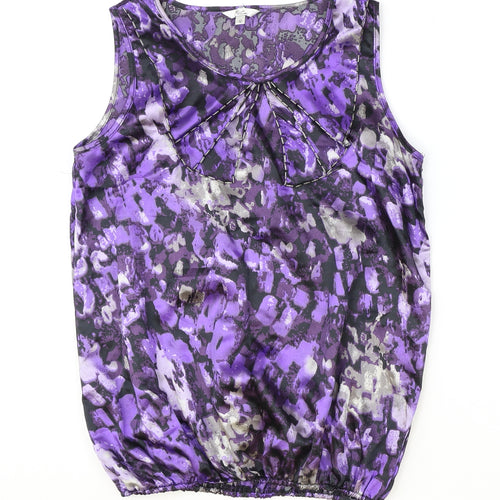 Klass Womens Purple Geometric Polyester Basic Tank Size 12 Scoop Neck - Elastic Hems
