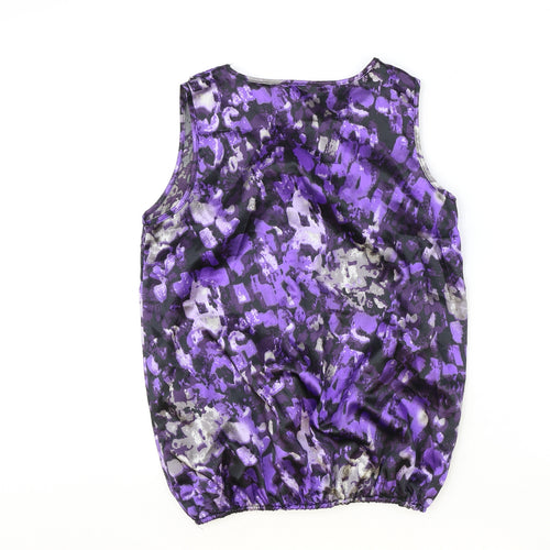 Klass Womens Purple Geometric Polyester Basic Tank Size 12 Scoop Neck - Elastic Hems