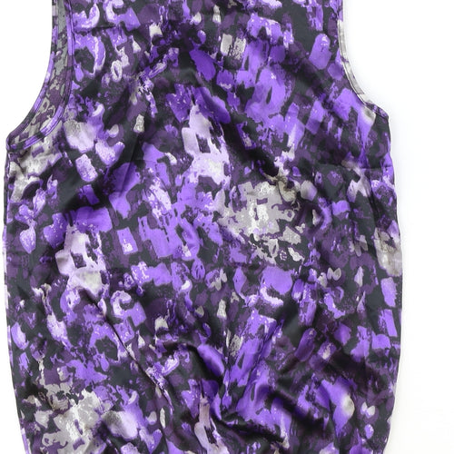Klass Womens Purple Geometric Polyester Basic Tank Size 12 Scoop Neck - Elastic Hems