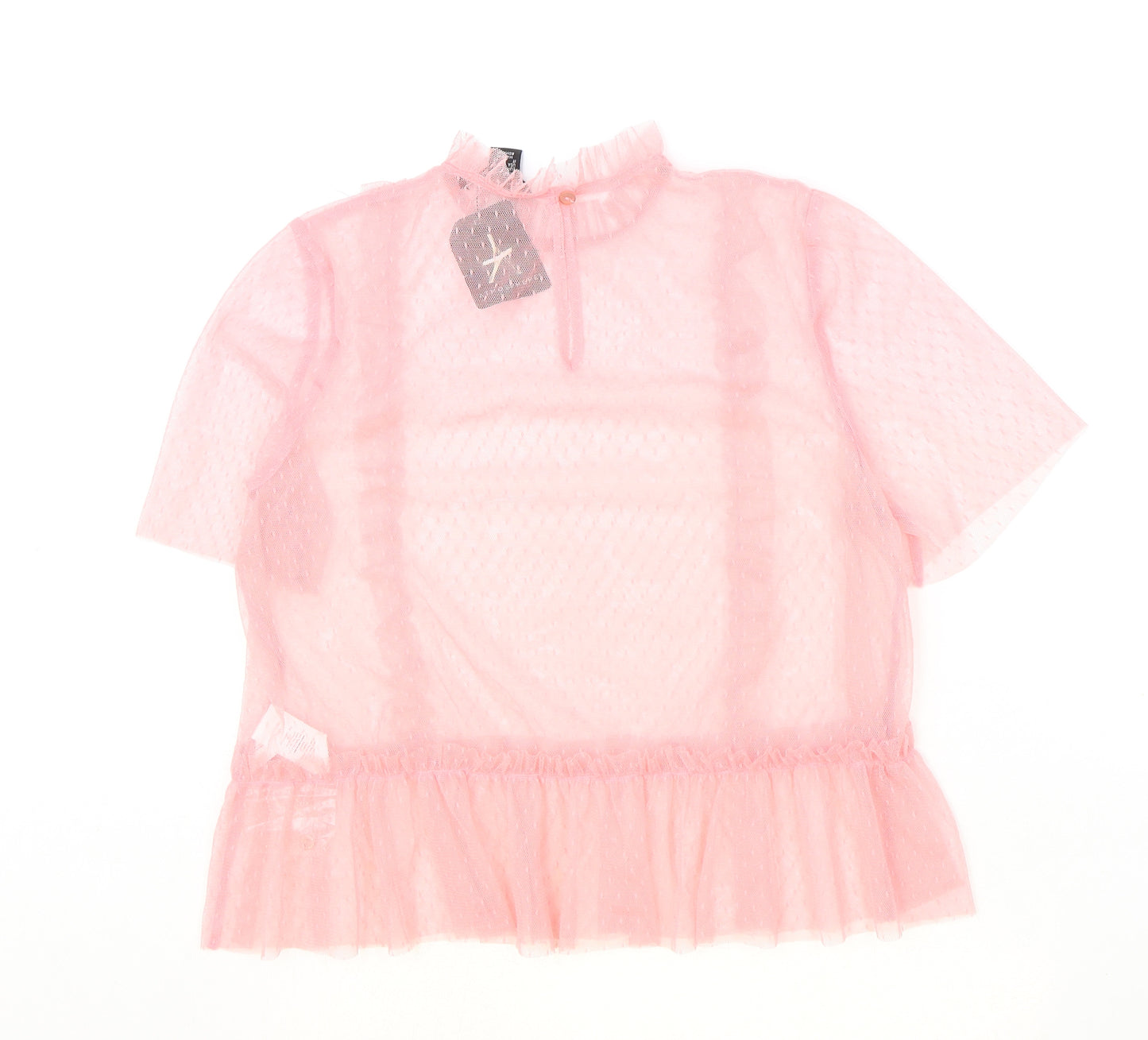Atmosphere Womens Pink Polka Dot Polyester Basic T-Shirt Size 10 Round Neck