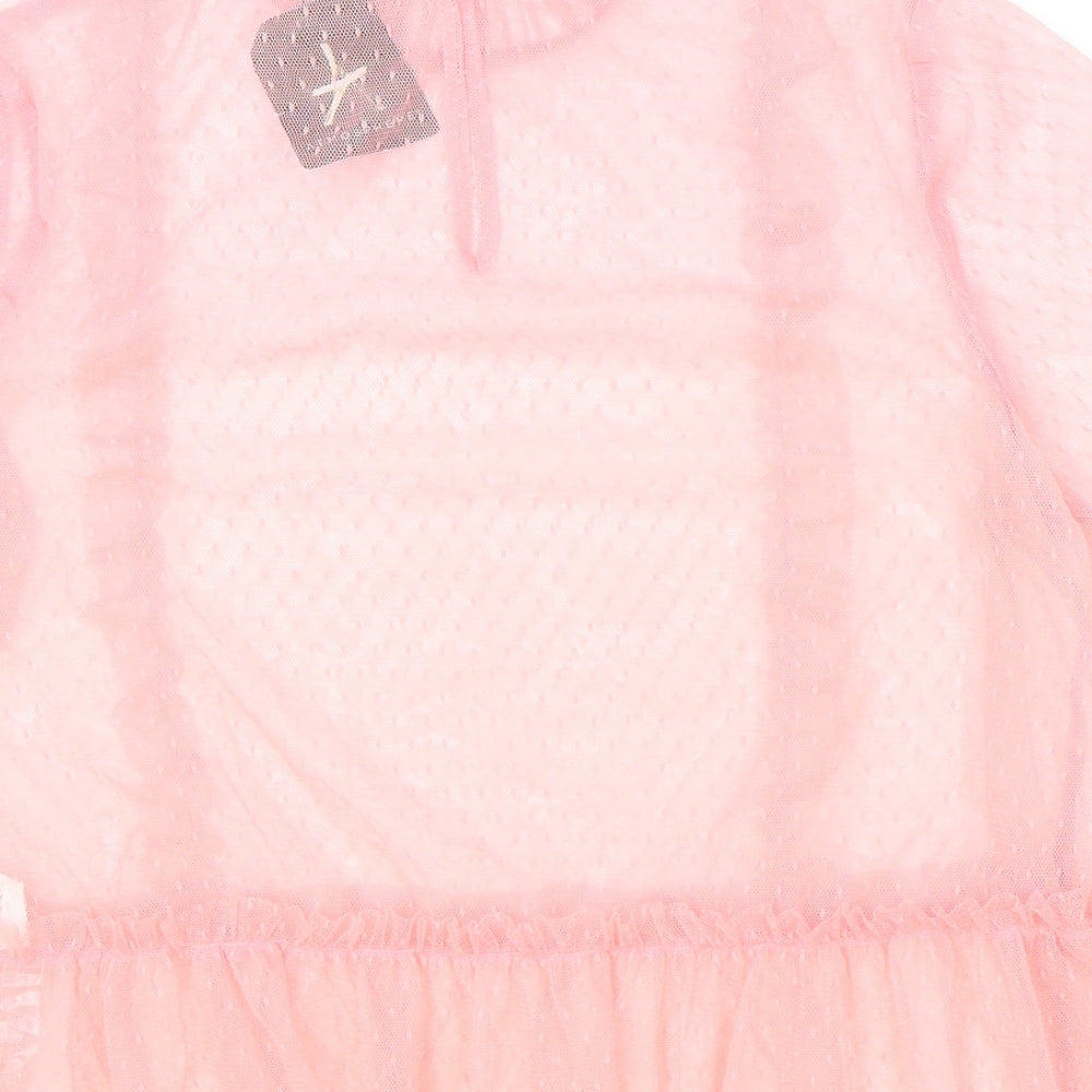Atmosphere Womens Pink Polka Dot Polyester Basic T-Shirt Size 10 Round Neck