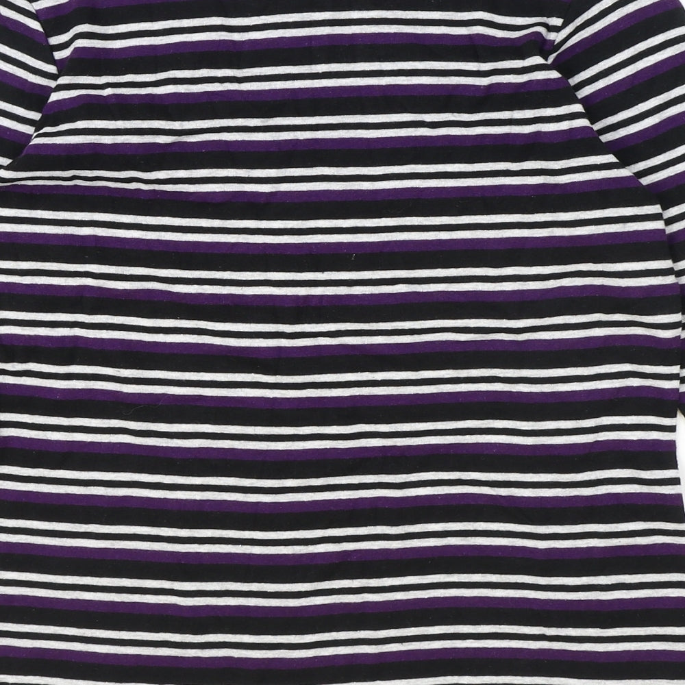 PEP&CO Womens Multicoloured Striped Cotton Basic Blouse Size M Scoop Neck