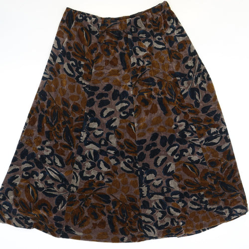 Preworn Womens Multicoloured Animal Print Cotton Swing Skirt Size 30 in - Leopard Pattern