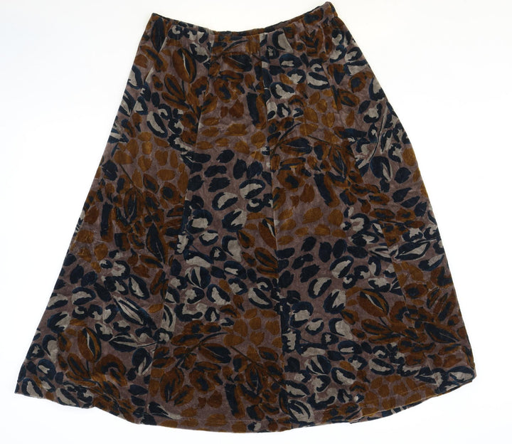 Preworn Womens Multicoloured Animal Print Cotton Swing Skirt Size 30 in - Leopard Pattern