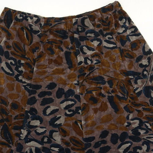 Preworn Womens Multicoloured Animal Print Cotton Swing Skirt Size 30 in - Leopard Pattern