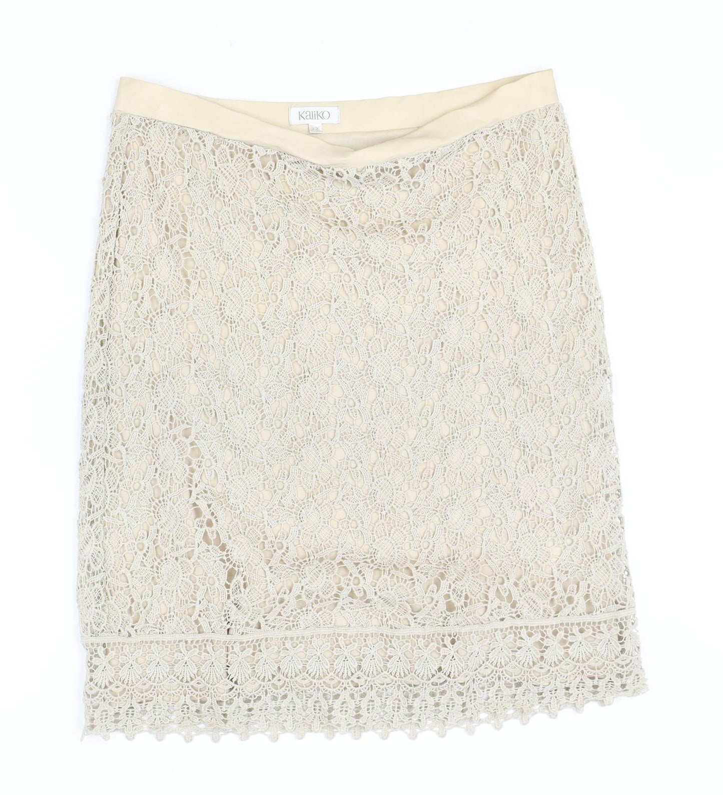 Kaliko Womens Beige Geometric Polyester Straight & Pencil Skirt Size 12