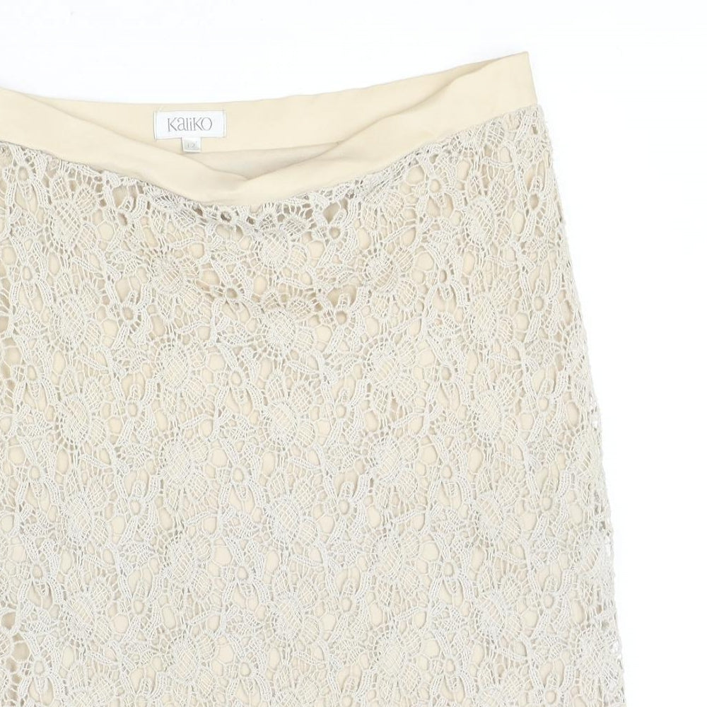 Kaliko Womens Beige Geometric Polyester Straight & Pencil Skirt Size 12
