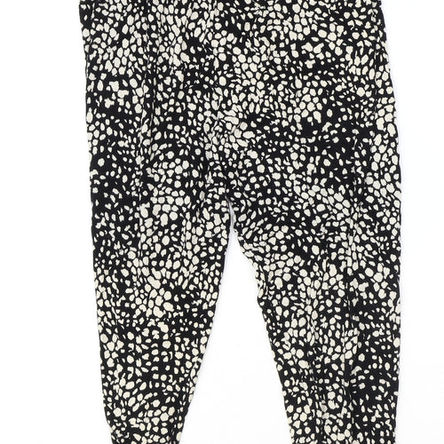 H&M Womens Black Geometric Viscose Harem Trousers Size S Regular