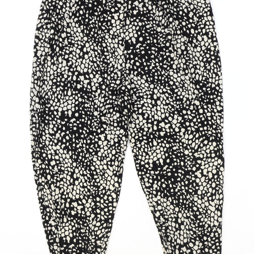 H&M Womens Black Geometric Viscose Harem Trousers Size S Regular