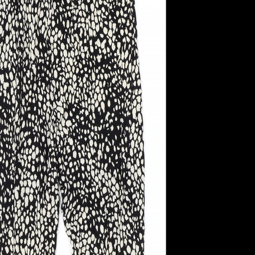 H&M Womens Black Geometric Viscose Harem Trousers Size S Regular