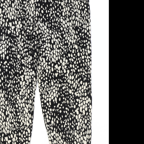 H&M Womens Black Geometric Viscose Harem Trousers Size S Regular