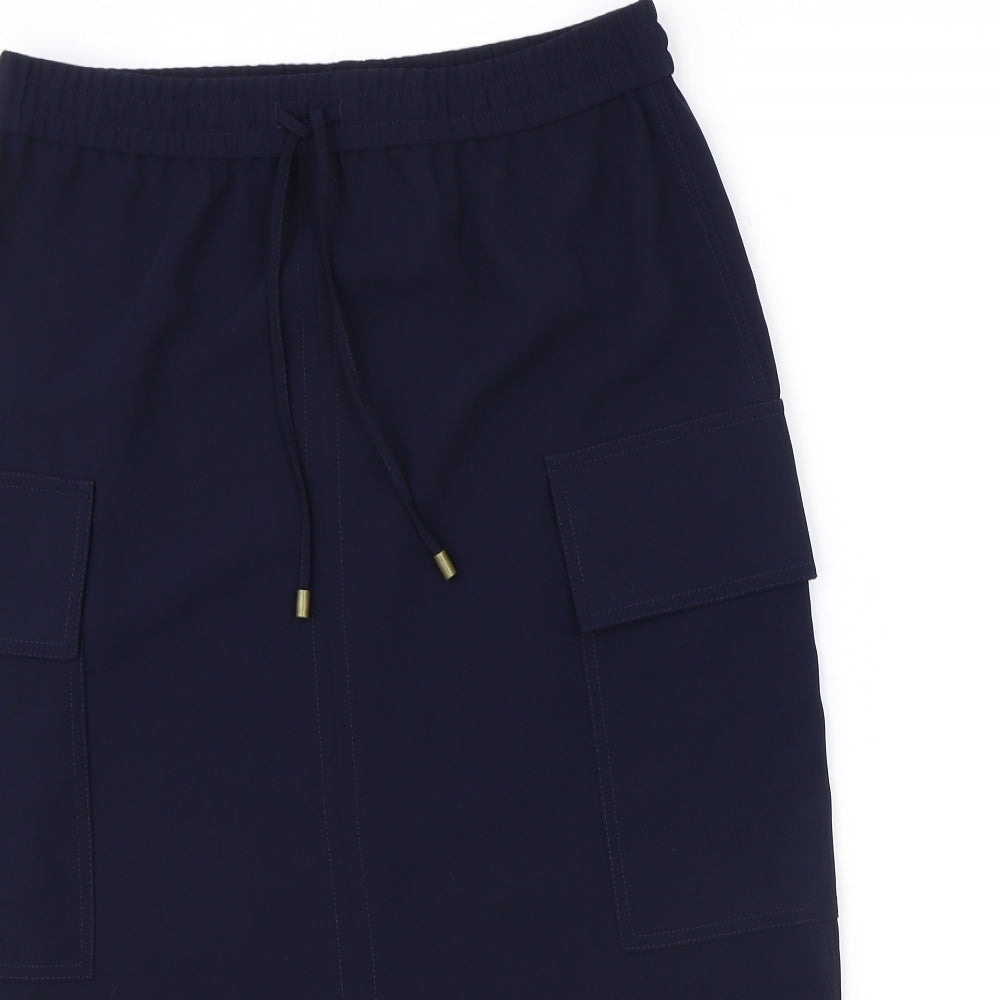 Marks and Spencer Womens Blue Polyester Cargo Skirt Size 12 Drawstring