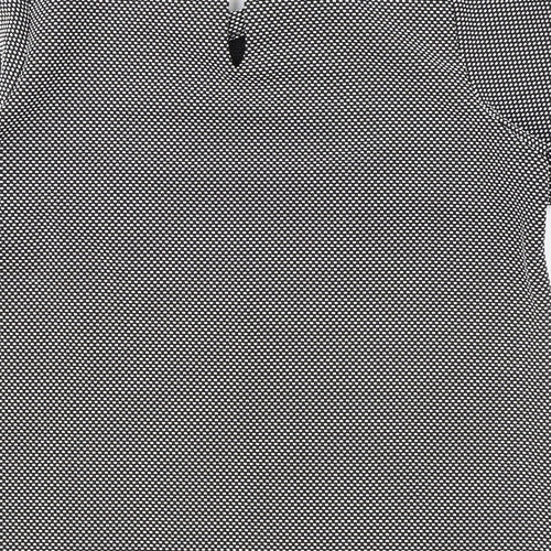 K&D Womens Black Geometric Polyester Basic T-Shirt Size 16 Boat Neck