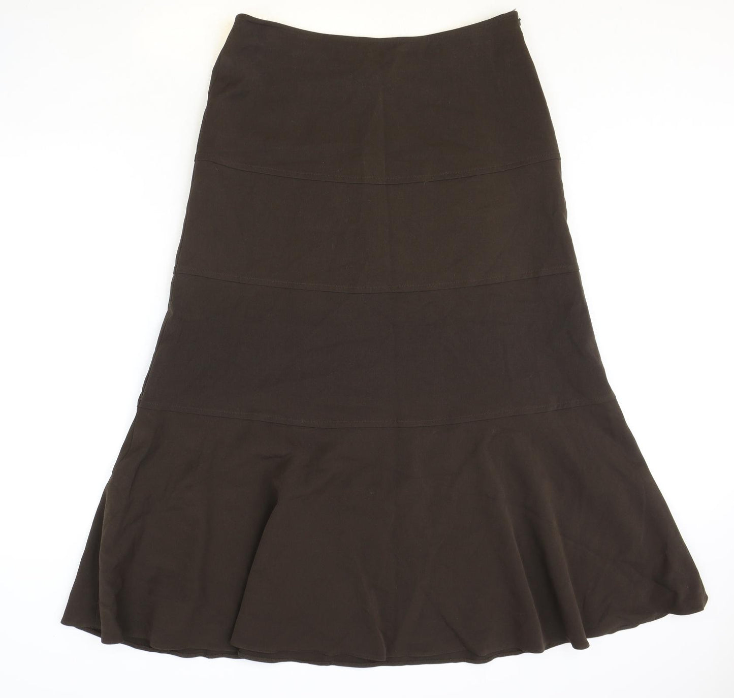 Kaliko Womens Brown Polyester Swing Skirt Size 14 Zip