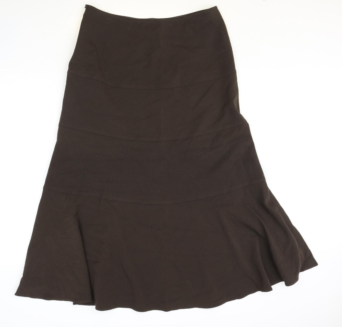 Kaliko Womens Brown Polyester Swing Skirt Size 14 Zip