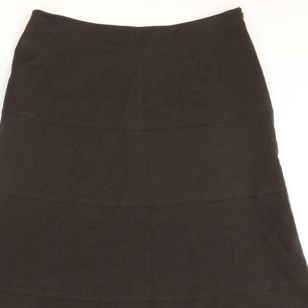 Kaliko Womens Brown Polyester Swing Skirt Size 14 Zip