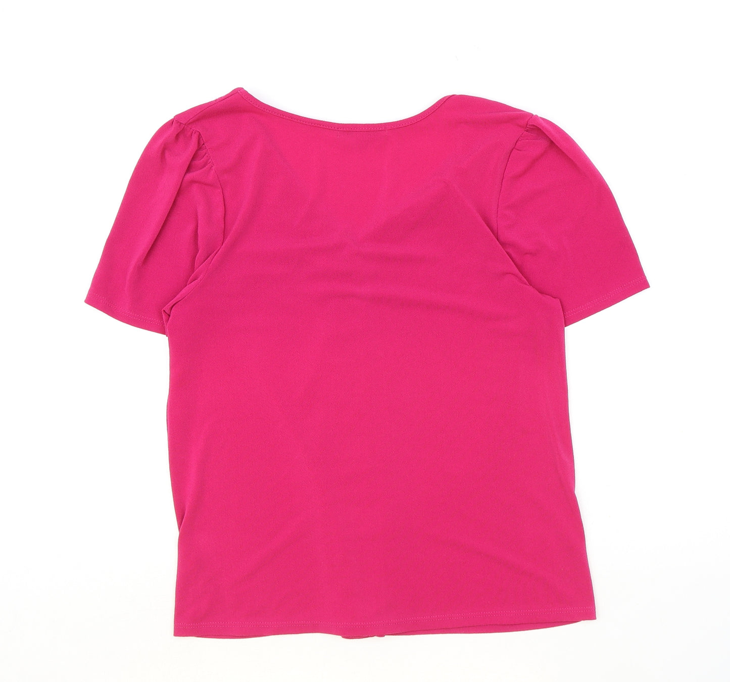 Green Envelope Womens Pink Polyester Basic Blouse Size S V-Neck