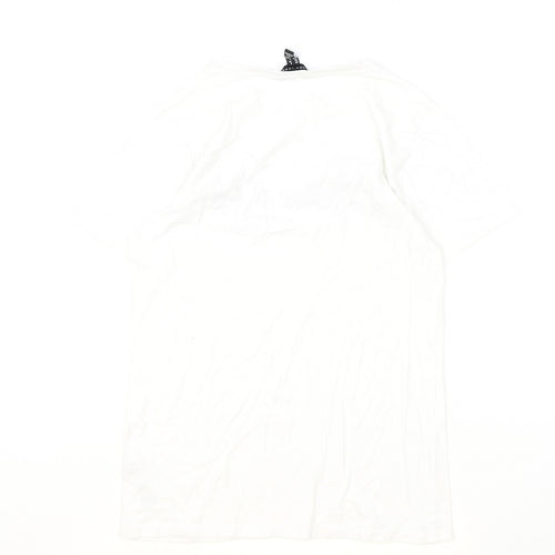 New Look Womens Ivory 100% Cotton Basic T-Shirt Size 8 Scoop Neck - Spice It Up