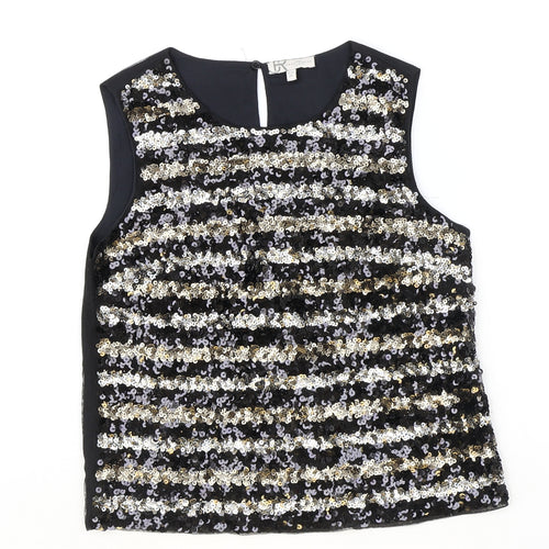 marylebon Girls Black Polyacrylate Fibre Basic Blouse Size 14-15 Years Boat Neck Button