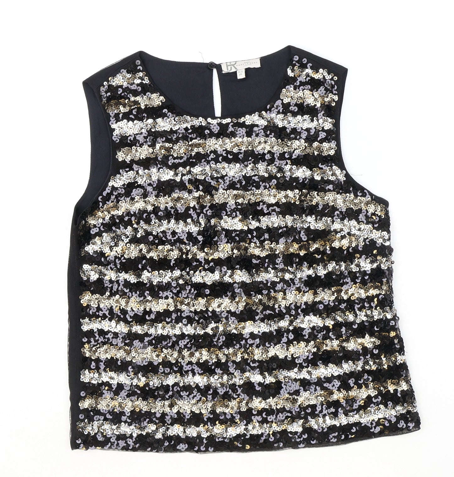 marylebon Girls Black Polyacrylate Fibre Basic Blouse Size 14-15 Years Boat Neck Button