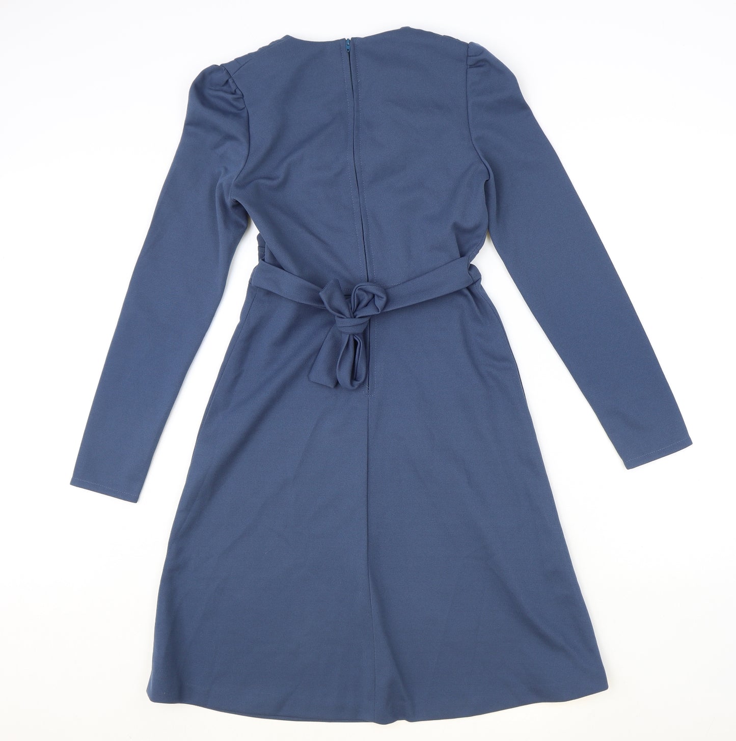 Preworn Womens Blue Polyester Fit & Flare Size 10 V-Neck Zip