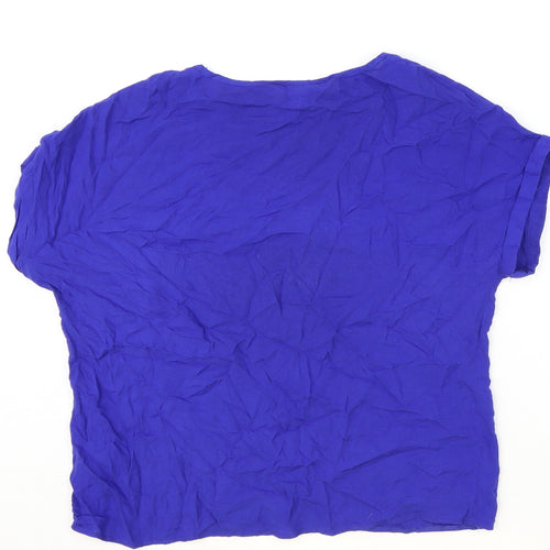 Atmosphere Womens Blue Viscose Basic T-Shirt Size 6 Boat Neck