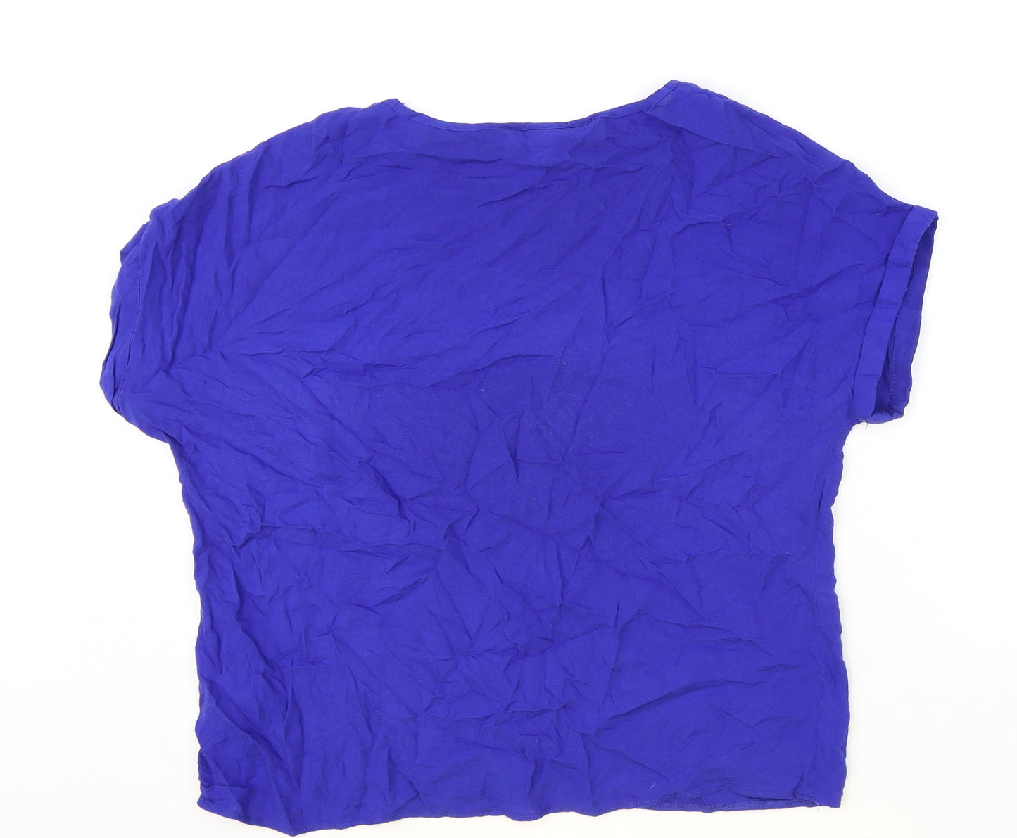 Atmosphere Womens Blue Viscose Basic T-Shirt Size 6 Boat Neck
