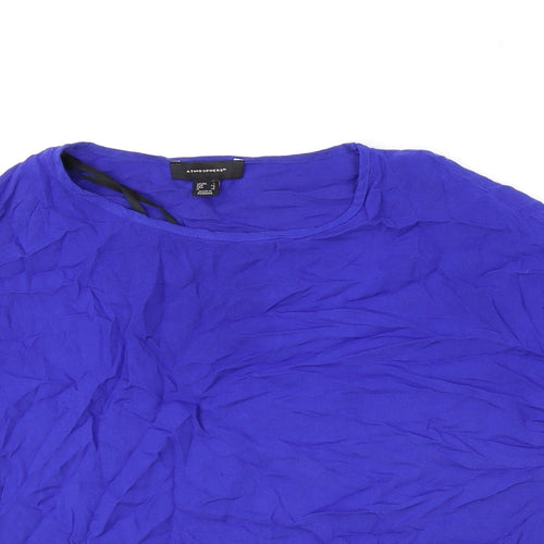 Atmosphere Womens Blue Viscose Basic T-Shirt Size 6 Boat Neck