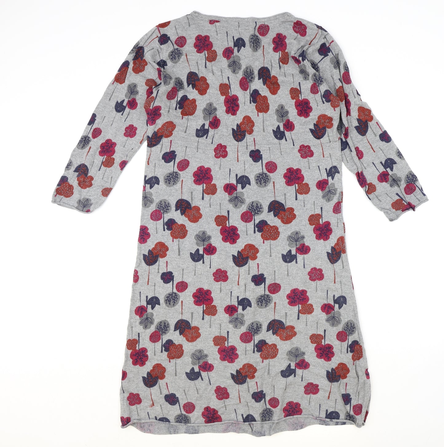 MANTARAY PRODUCTS Womens Grey Floral Cotton A-Line Size 18 Scoop Neck Pullover