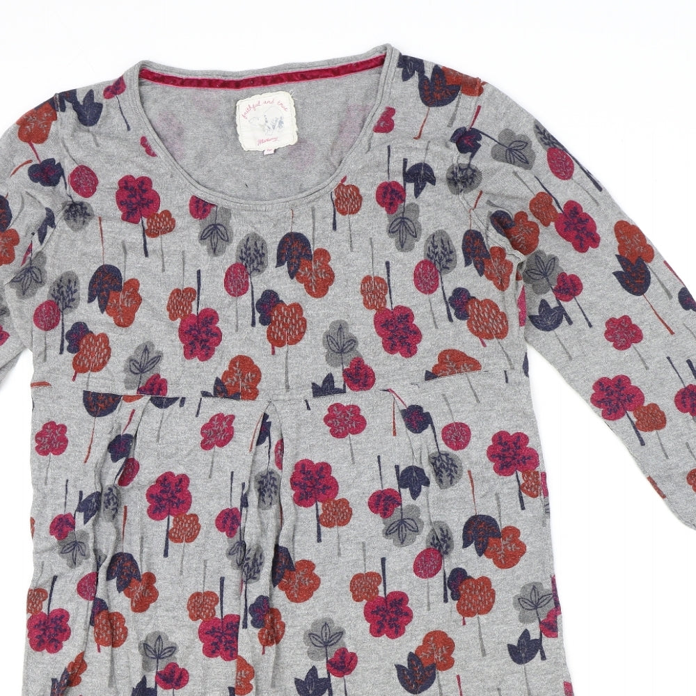 MANTARAY PRODUCTS Womens Grey Floral Cotton A-Line Size 18 Scoop Neck Pullover
