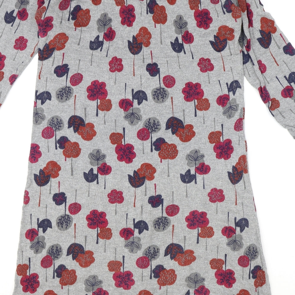 MANTARAY PRODUCTS Womens Grey Floral Cotton A-Line Size 18 Scoop Neck Pullover