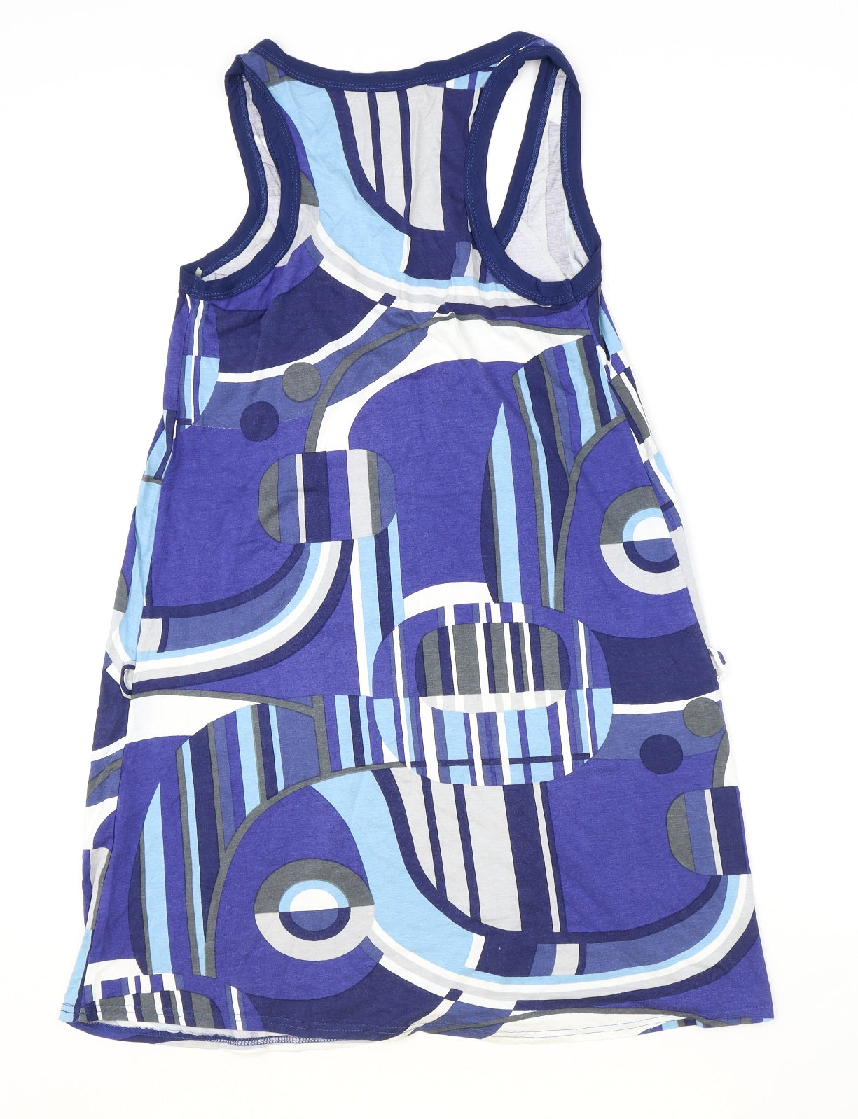 Atmosphere Womens Blue Geometric Viscose Shift Size 14 Scoop Neck Pullover
