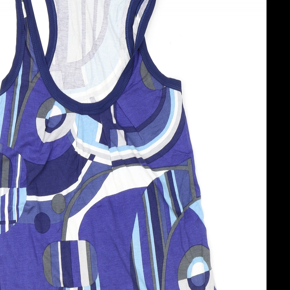 Atmosphere Womens Blue Geometric Viscose Shift Size 14 Scoop Neck Pullover