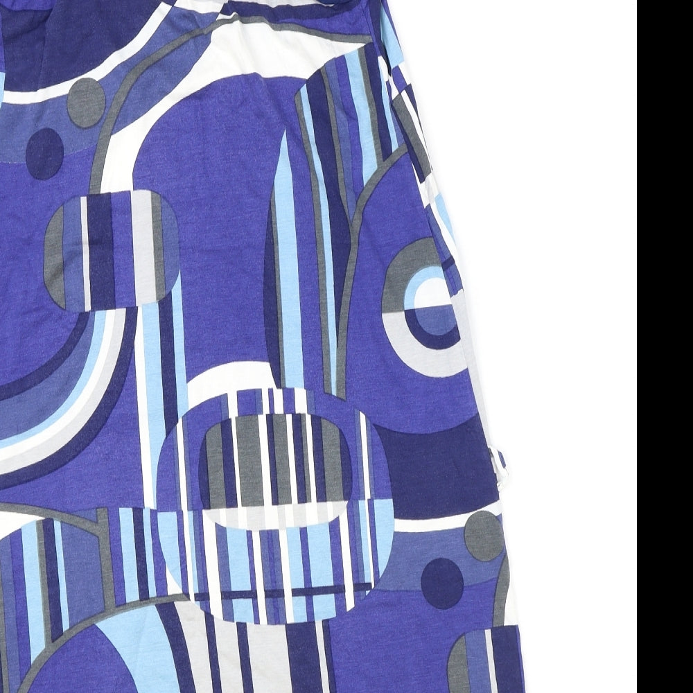 Atmosphere Womens Blue Geometric Viscose Shift Size 14 Scoop Neck Pullover