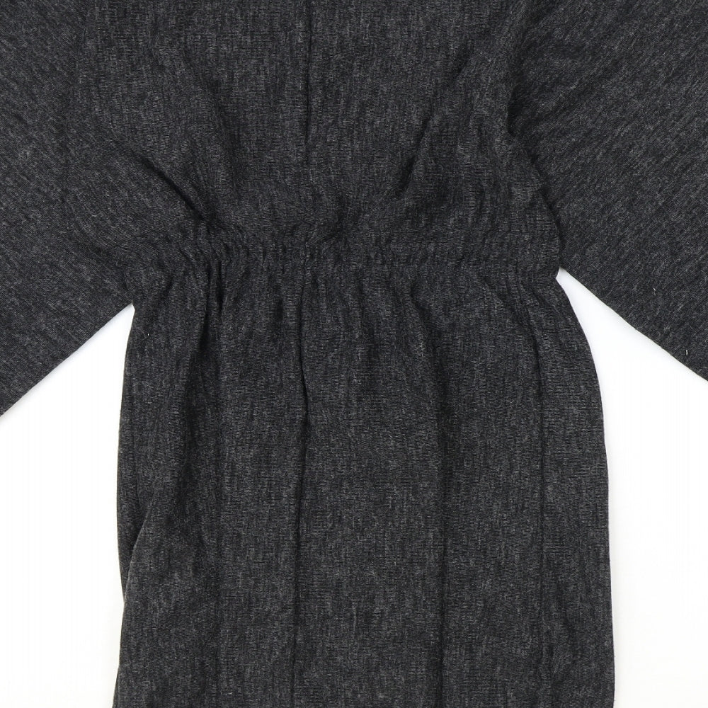 Primark Womens Green Polyester Jumper Dress Size 8 Round Neck Pullover - Drawstring Waist