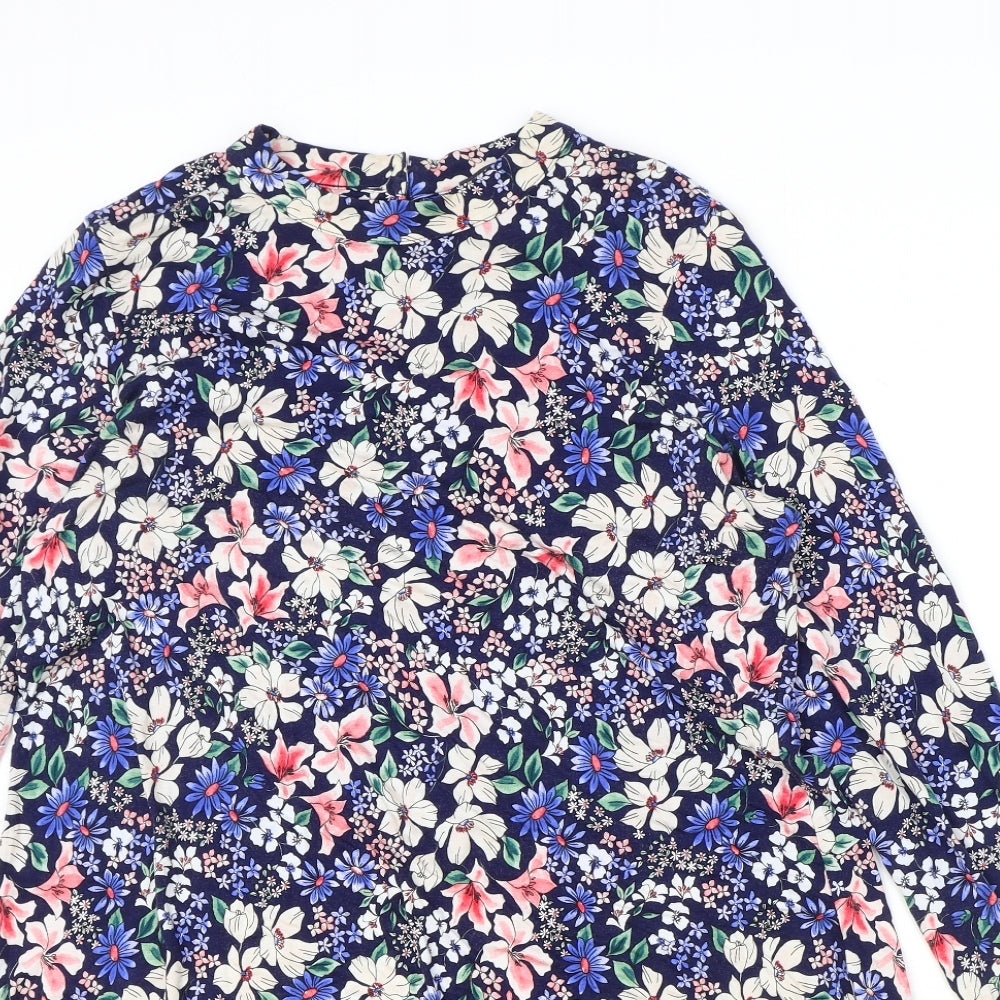 Marks and Spencer Womens Multicoloured Floral Viscose Trapeze & Swing Size 16 Scoop Neck Button