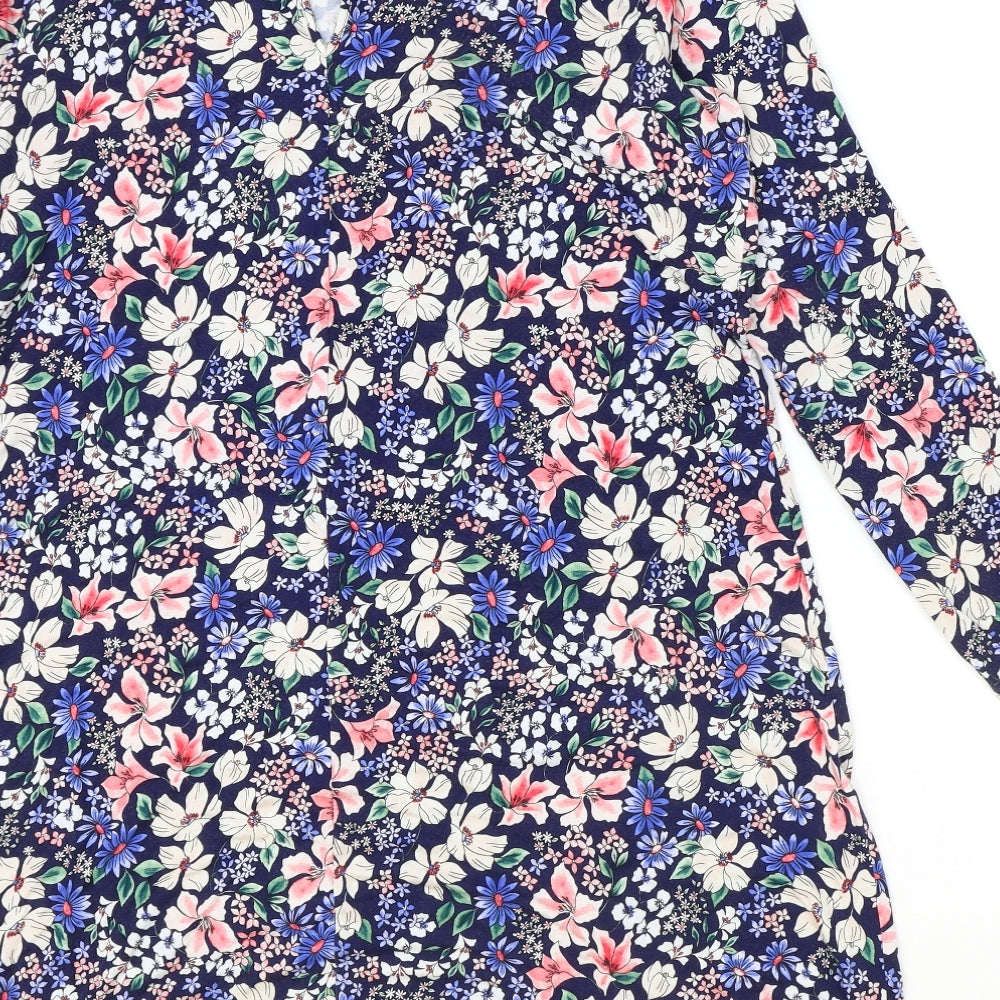Marks and Spencer Womens Multicoloured Floral Viscose Trapeze & Swing Size 16 Scoop Neck Button